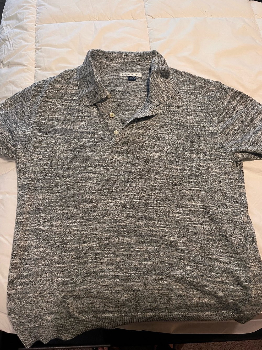 American Eagle Outfitters Gray Heather Knit Polo
